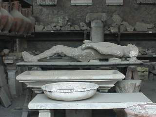 Mummy preserved in ash.