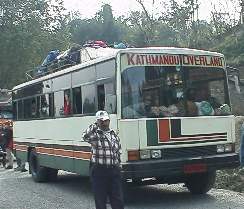 Kathmandu Overland bus and driver
