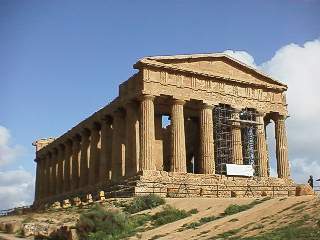 Temple of Concordia in Agrigento, note the plague of scaffolding...