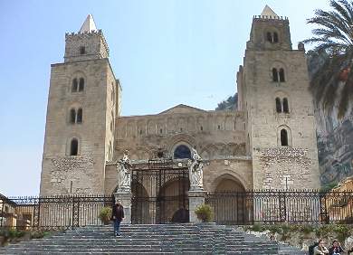 The front of the cathedral in Cefalu