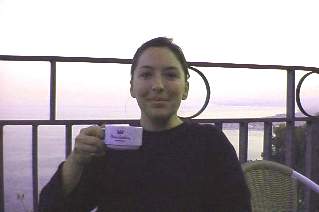 Kristina enjoying an expensive cup of coffee
