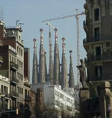 La Sagrada Famila seen from a distance.