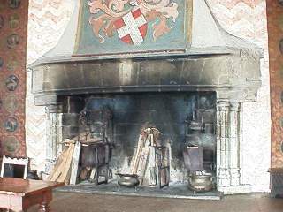 Walk in fireplace in the castle