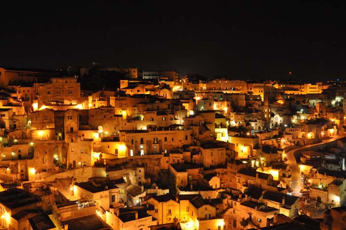 Matera Italy at night on www.wired2theworld.com