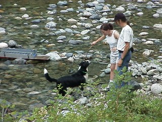 Kristina, Gary, and Trudy on the Yuba