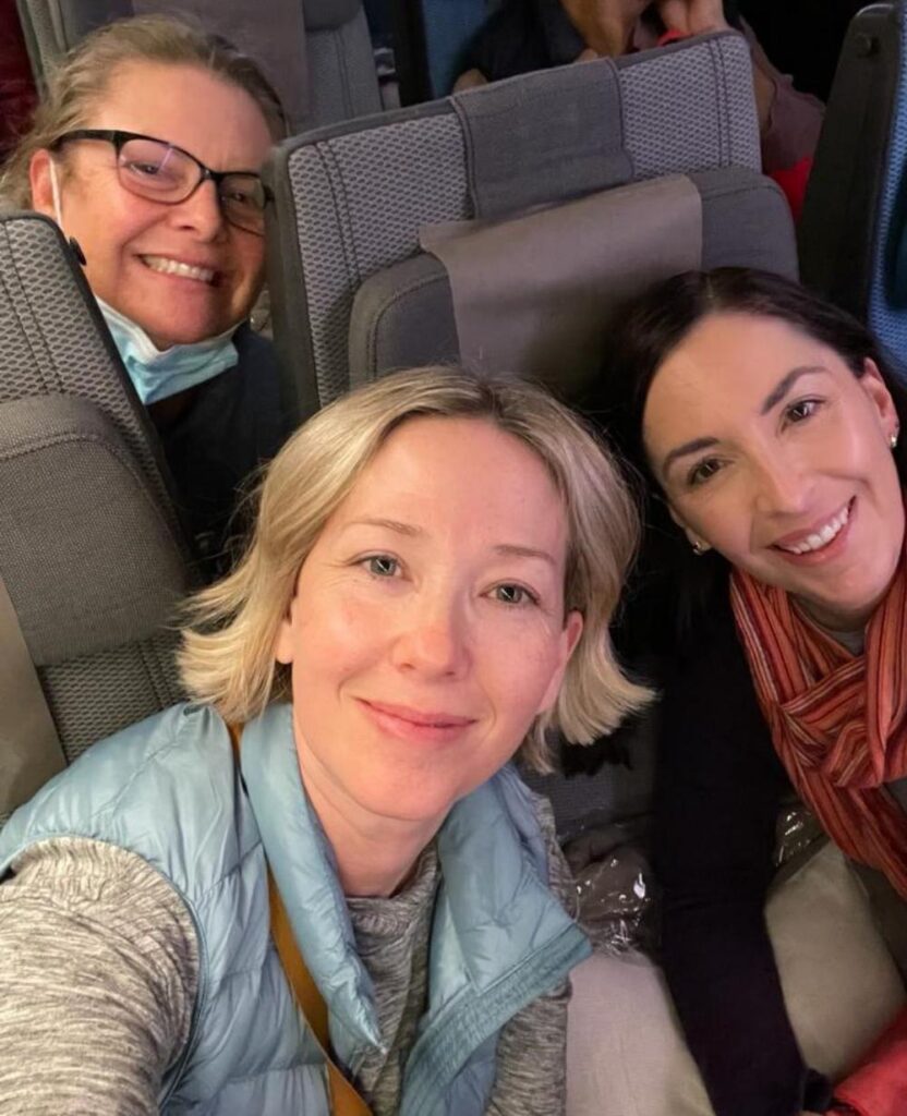 Three women on a plane